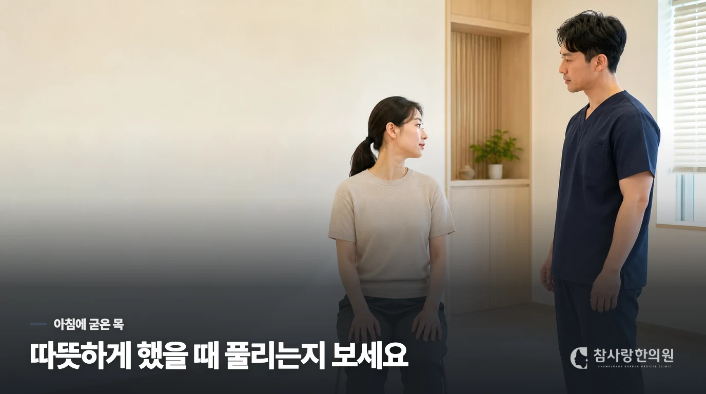 찬 바람 뒤 굳는 목은 따뜻할 때 반응을 봅니다