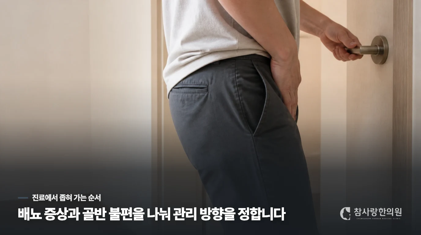 진료에서는 배뇨와 골반 통증을 나눠 묻습니다