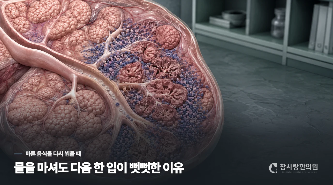 물을 마셔도 다음 한 입이 뻣뻣한 이유