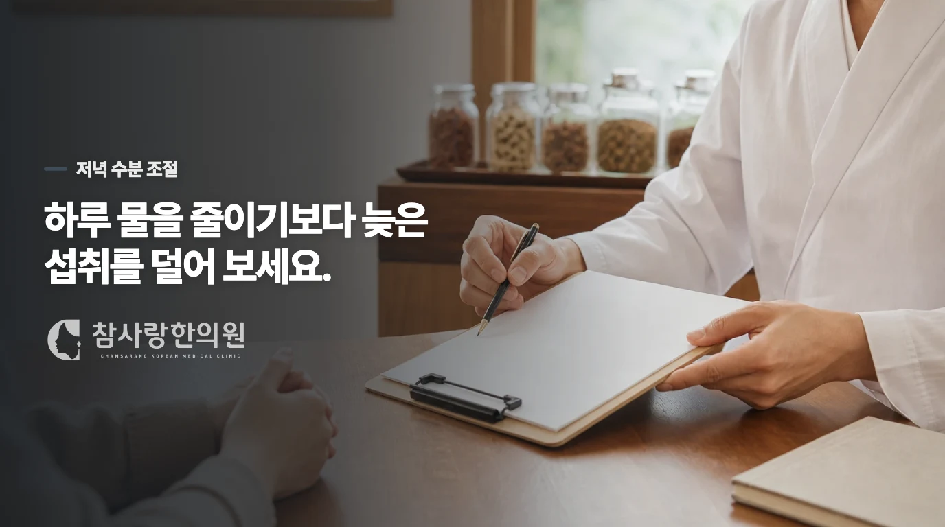 저녁 물은 끊지 말고 낮에 나누어 마십니다