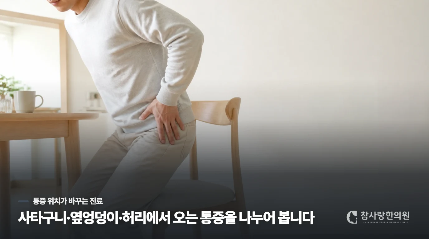 사타구니와 엉덩이 옆의 통증은 진료 질문이 달라집니다