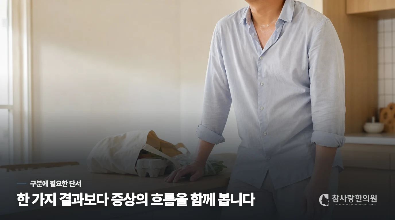 집안일을 하다가 잠시 쉬는 생활 장면